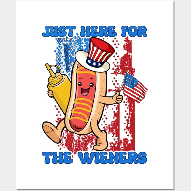 I'm Just Here For The Wieners Funny Fourth of July Wall Art by myreed